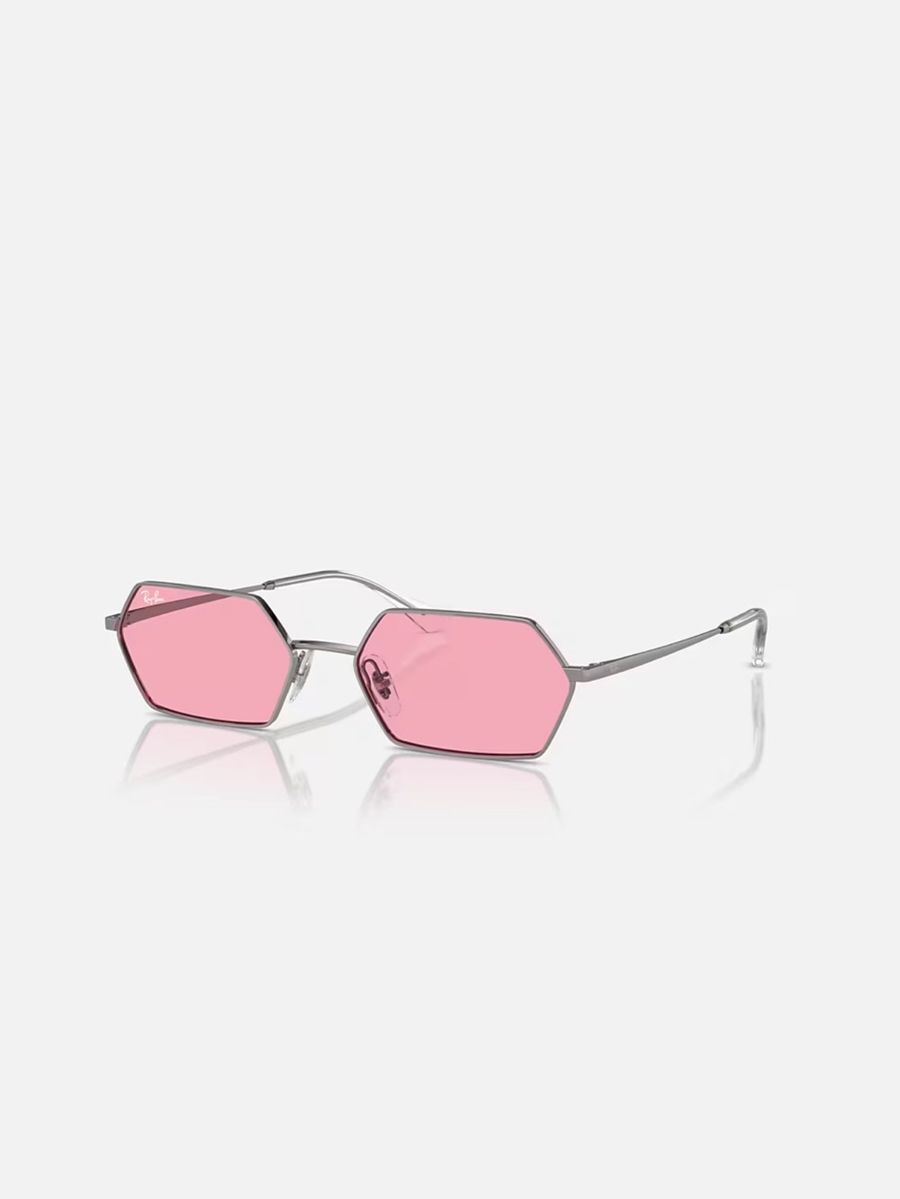 Ray-Ban Women’s Silver Frame Sunglasses with Pink Lenses